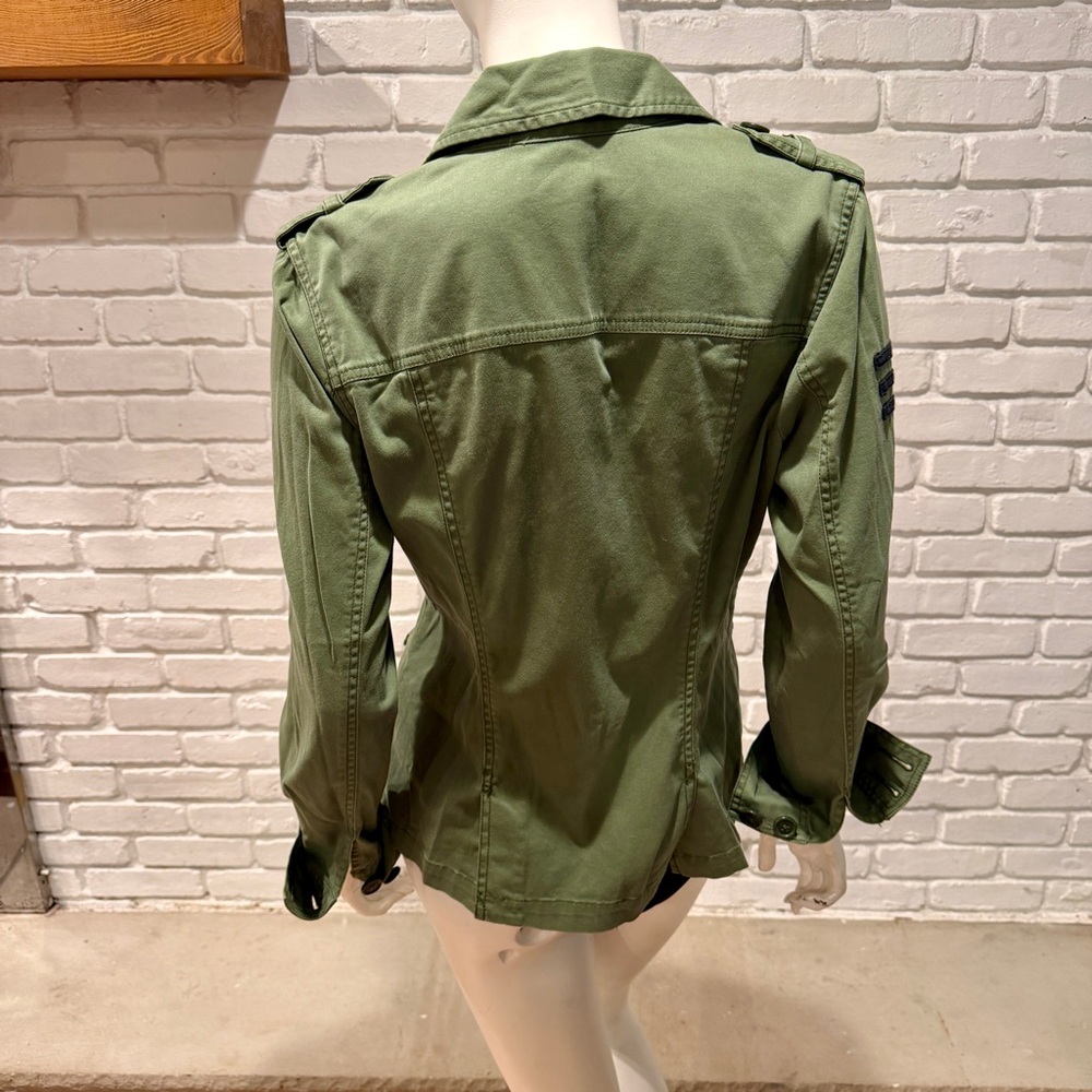 CAbi Sage Green Utility Jacket with Plaid Trim - Picture 2 of 10
